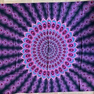 Sarong med frynser - Pink påfugl